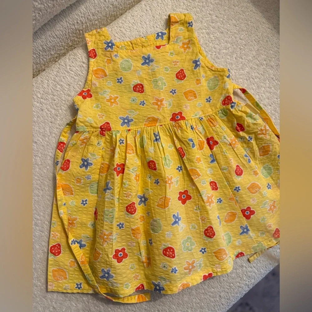 Vintage 90s Oshkosh Baby B’gosh Cotton Dress 24‎ MOS – Yellow Fruit Floral Print